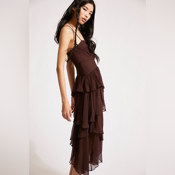 Shona Joy Olympia Pin Tuck Frill Midi Dress Free People - Picture 13 of 13